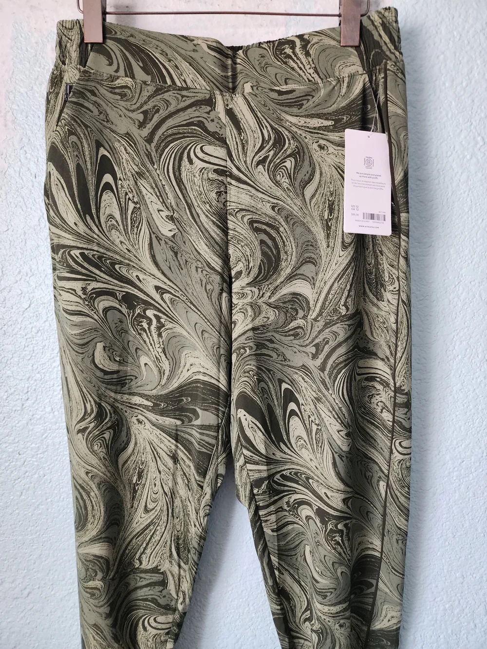 Athleta Olive & Black Swirl-Print Jogger Pants